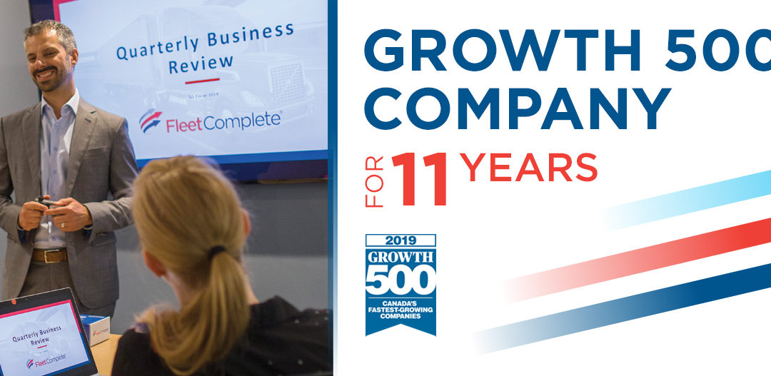 2019 m. Fleet Complete 11 kartą patenka į kasmetinį „Growth 500“ įmonių sąrašą